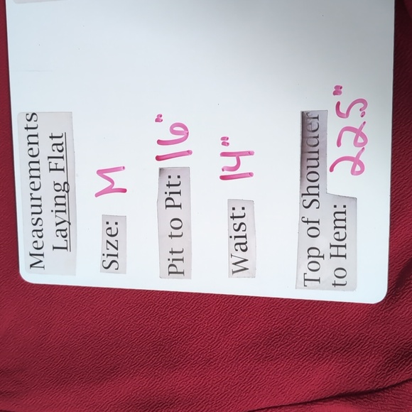 SHEIN Red Short Sleeve High Neck Zip Back Peplum Hem Blouse Size Medium - Picture 9 of 9